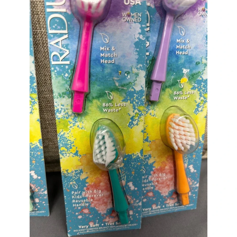 Radius Big Kidz Replacement Brush Heads 6+ Very Soft No BPA‎ USA  4 double Packs